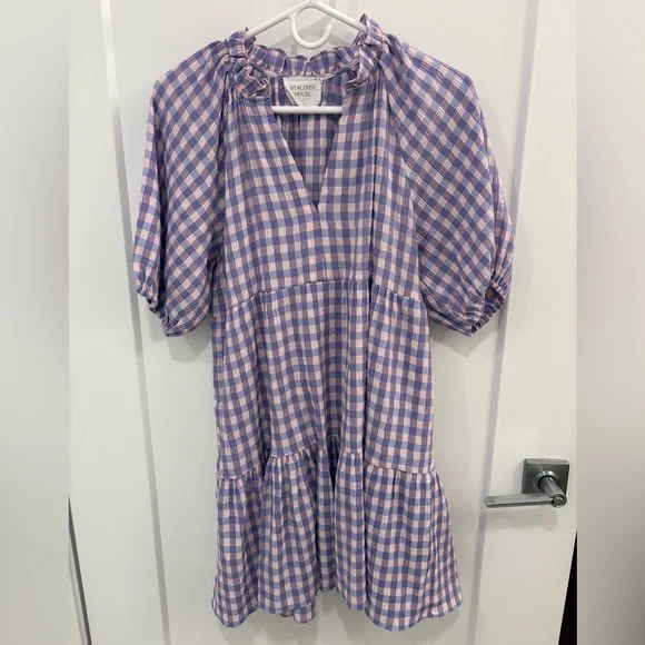 Hyacinth House Tuckernuck Sutton Purple Pink Gingham Mini Dress Size Small - Picture 2 of 15